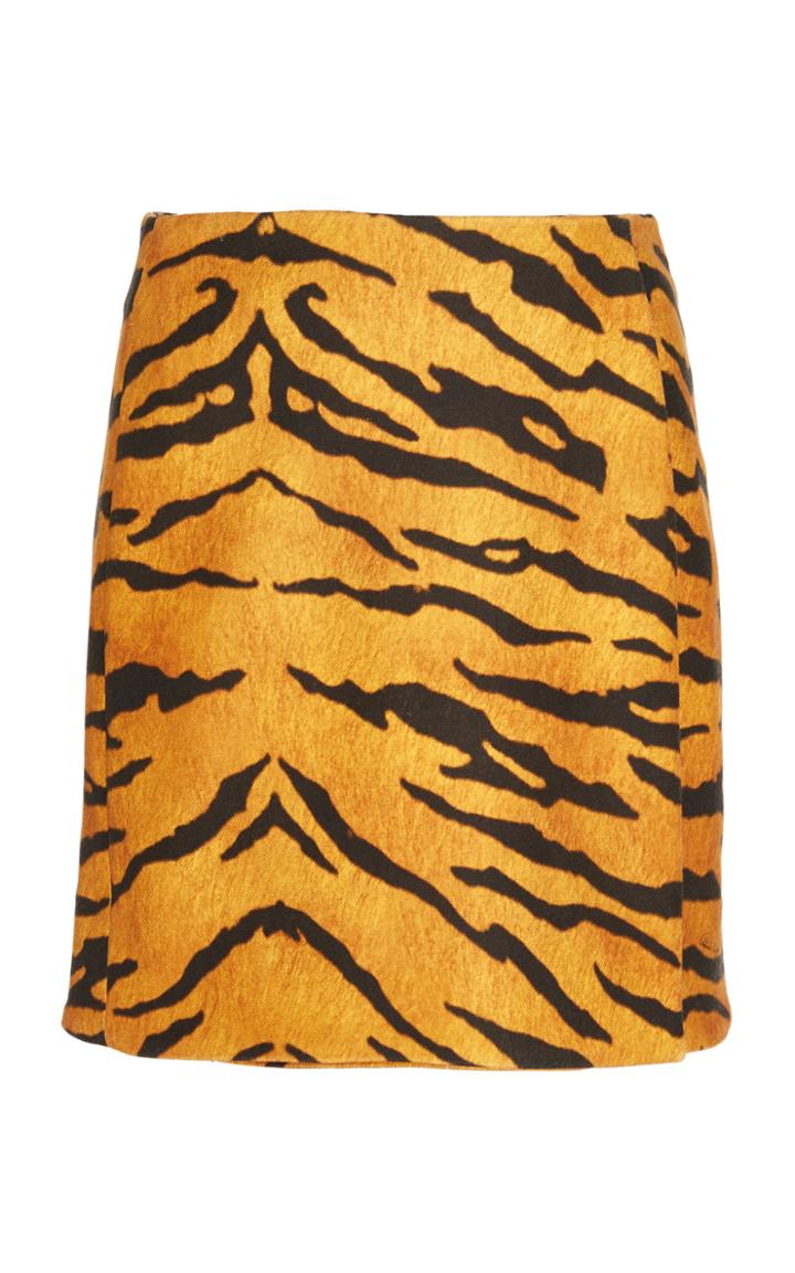 Adam Lippes Tiger Print Mini Wrap Skirt