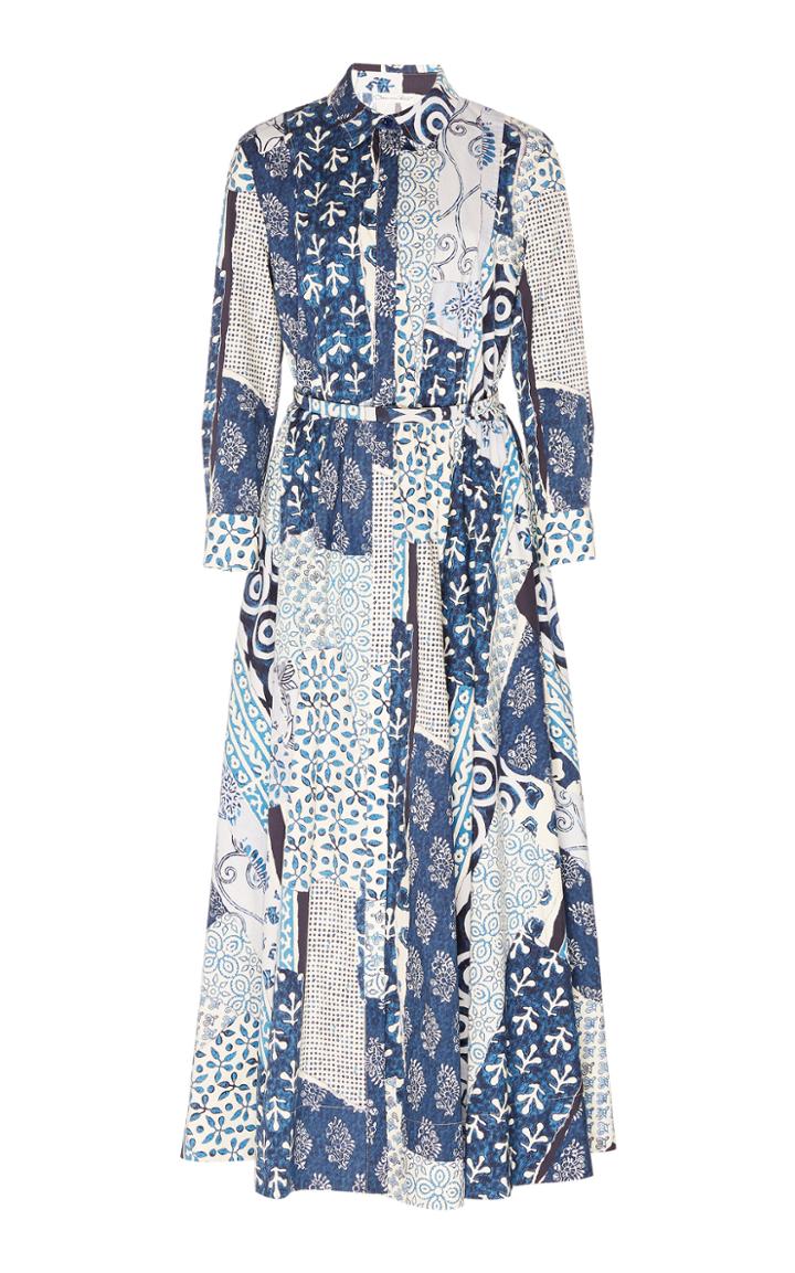 Oscar De La Renta Patchwork Cotton-blend Midi Dress