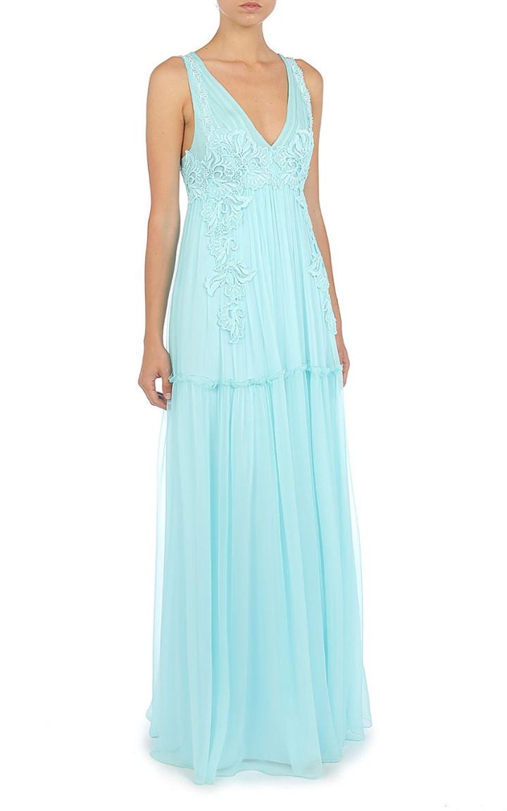 Moda Operandi Alberta Ferretti Lace-trimmed Silk Gown