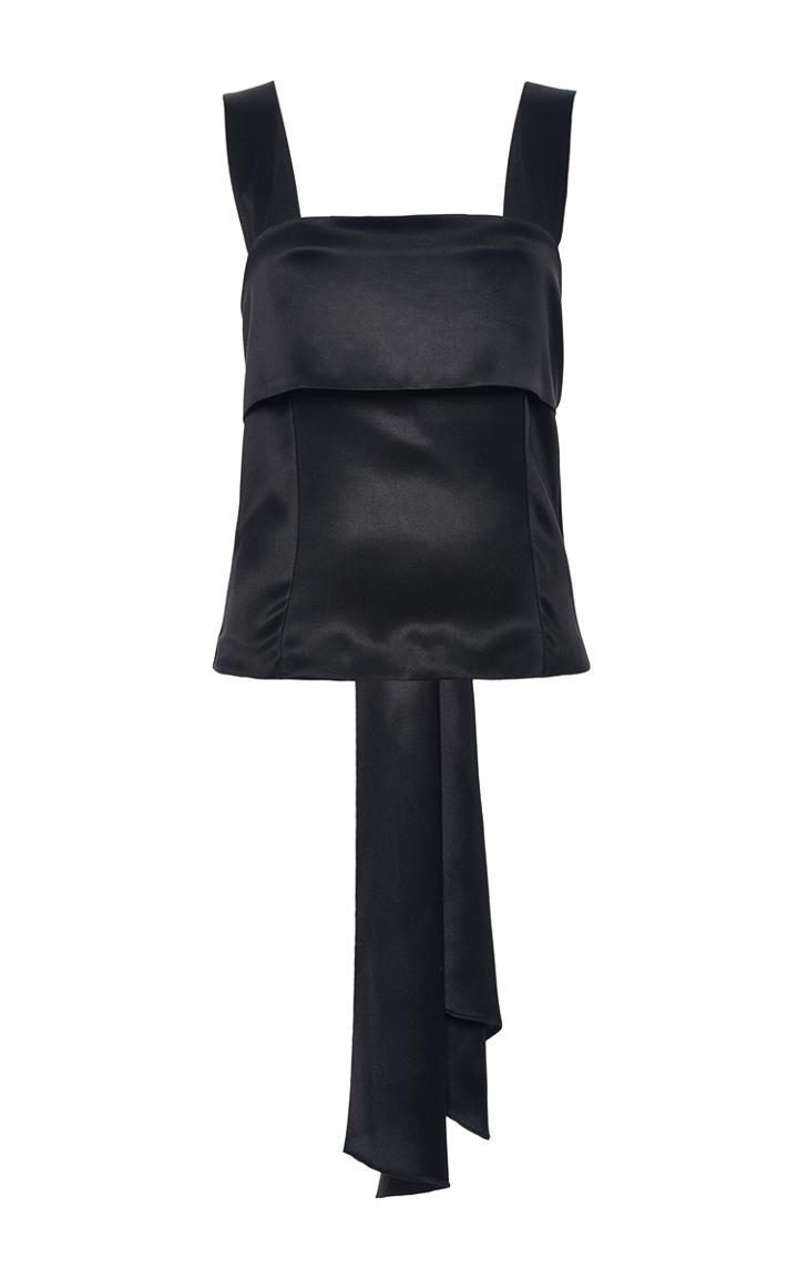 Adam Lippes Double Face Silk Charmeuse Bow Top