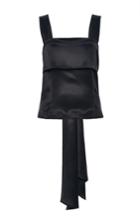 Adam Lippes Double Face Silk Charmeuse Bow Top
