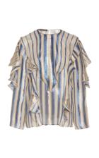 Alberta Ferretti Striped Silk-lurex Blouse
