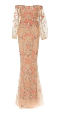 Marchesa Specialorder-off The Shoulder Beaded Gown-bc