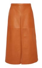 Eron Zeeta Front Pleat Leather Skirt
