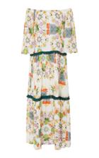 Verandah Floral Print Off-the-shoulder Tiered Maxi Dress