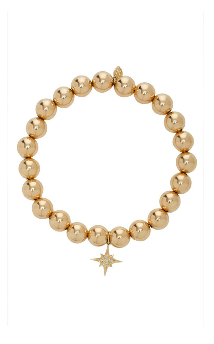 Sydney Evan Pave Starburst On Gold Bead Bracelet