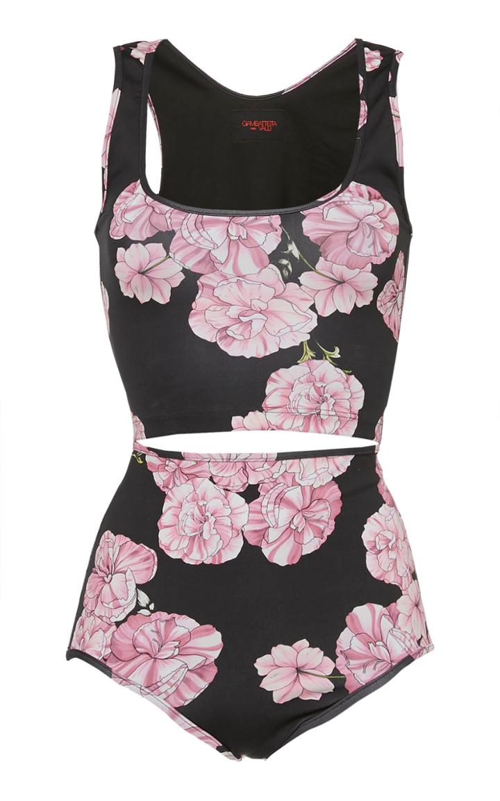 Giambattista Valli Floral Bikini Top And Button