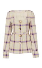 Moda Operandi Rejina Pyo Martina Plaid Linen Button-front Jacket Size: 6