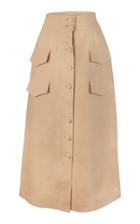 Moda Operandi Leal Daccarett Pewter Linen Midi Skirt