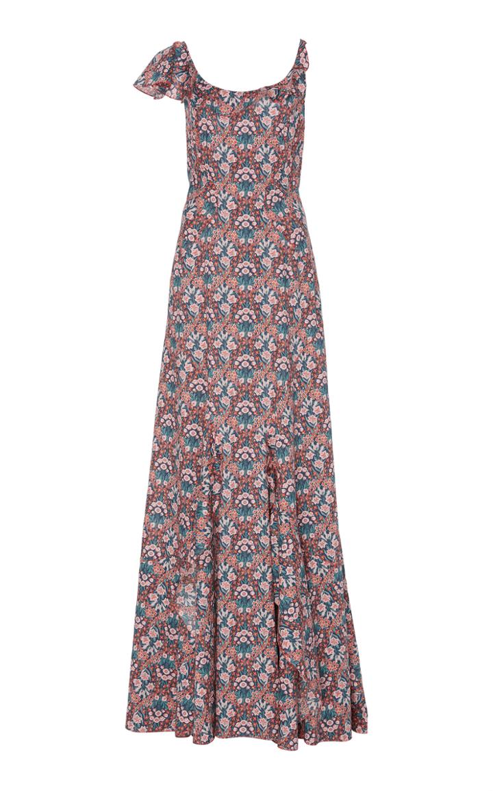 Zac Posen Liberty Cotton Printed Ruffle Gown