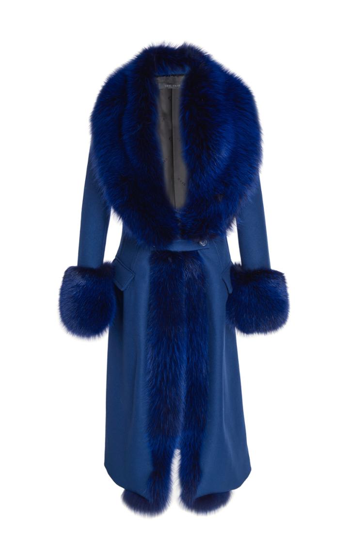 Elie Saab Fox Fur Collar Wool Coat