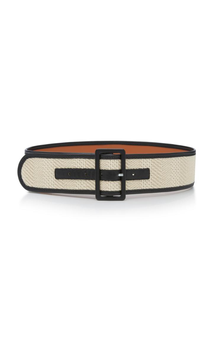 Maison Boinet Woven Cotton And Leather Belt