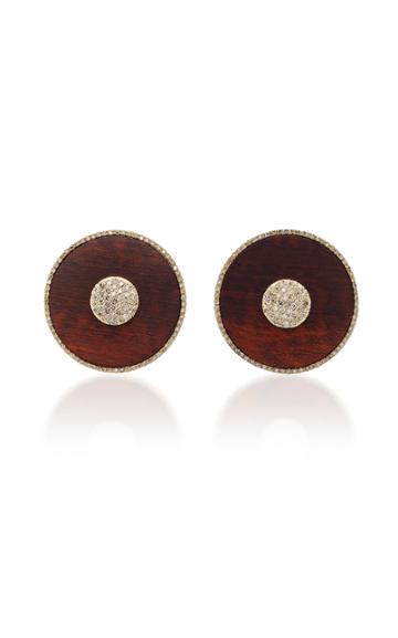 Antonia Miletto Ebony Button Earrings With Brown Diamonds