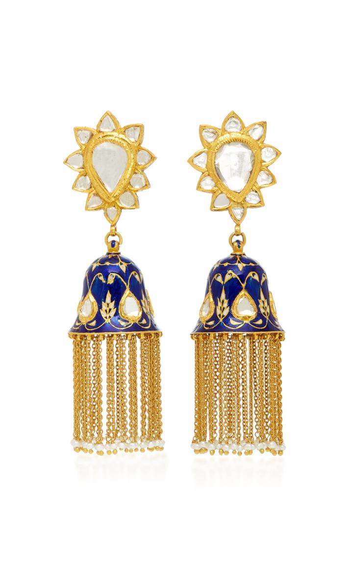 Amrapali One-of-a-kind Diamond Pearl And Enamel Tassel Earrings