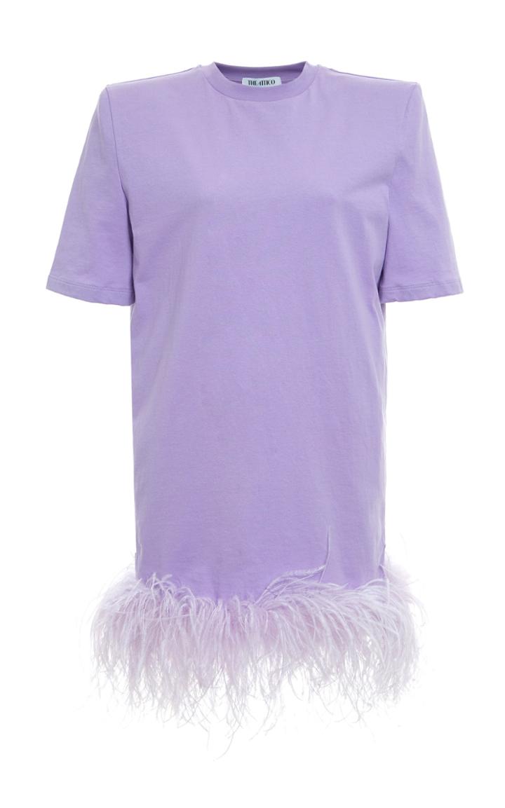 Moda Operandi Attico Feather-trimmed Cotton Dress Size: 38