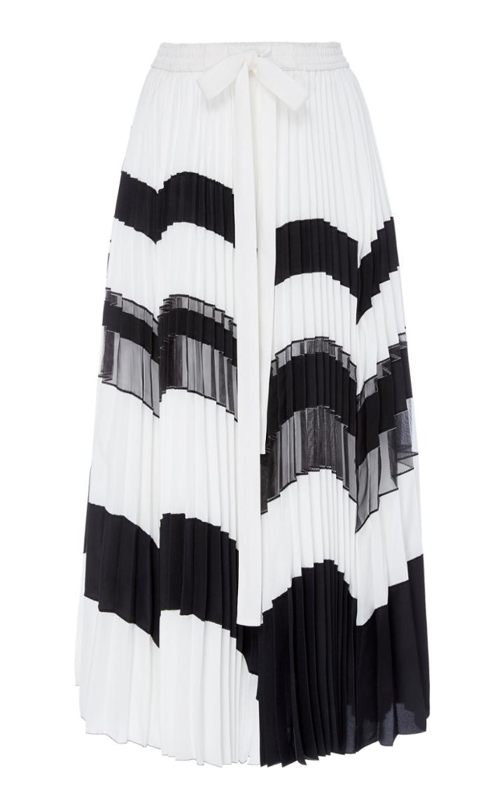 Derek Lam Pleated Chevron Wrap Skirt