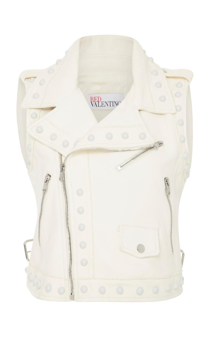 Red Valentino Leather Vest With Boules
