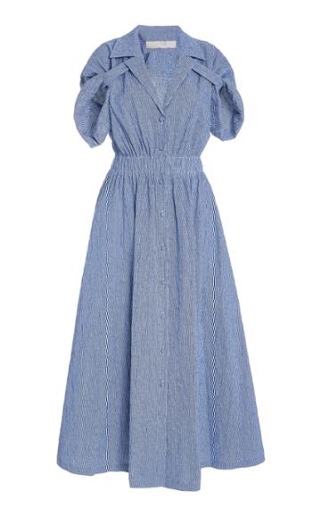 By Any Other Name Shirred Cotton-blend Gauze Midi Dress