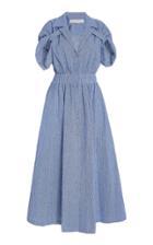 By Any Other Name Shirred Cotton-blend Gauze Midi Dress