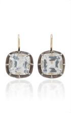 Fred Leighton Cushion Cut White Topaz Collet Drop Earrings
