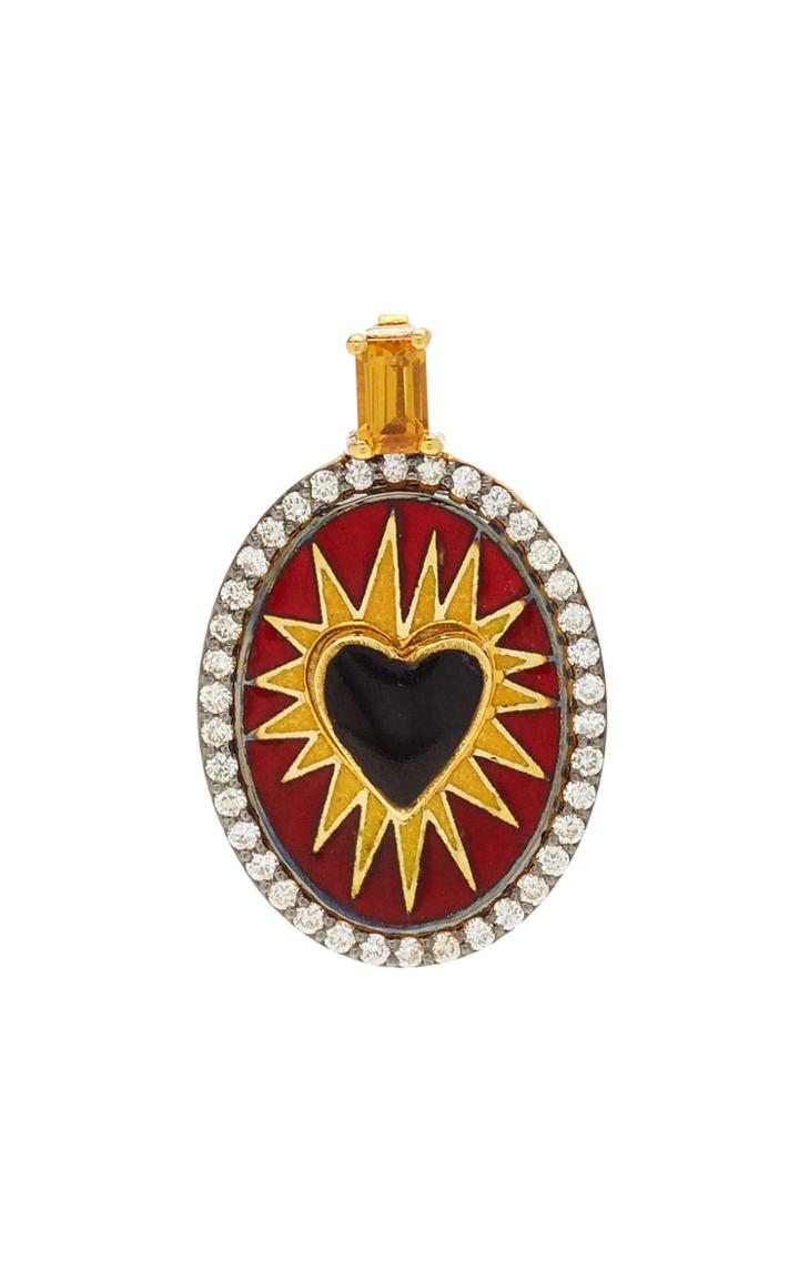 Moda Operandi Holly Dyment 18k Yellow Gold Enamel Superhero Black Heart Charm