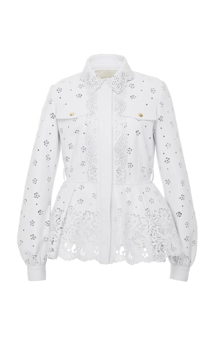 Elie Saab Floral Embossed Leather Jacket