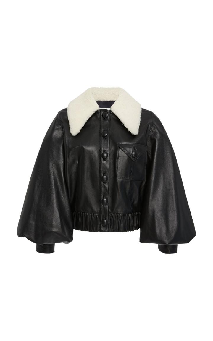 Rodarte Leather Balloon Sleeve Jacket