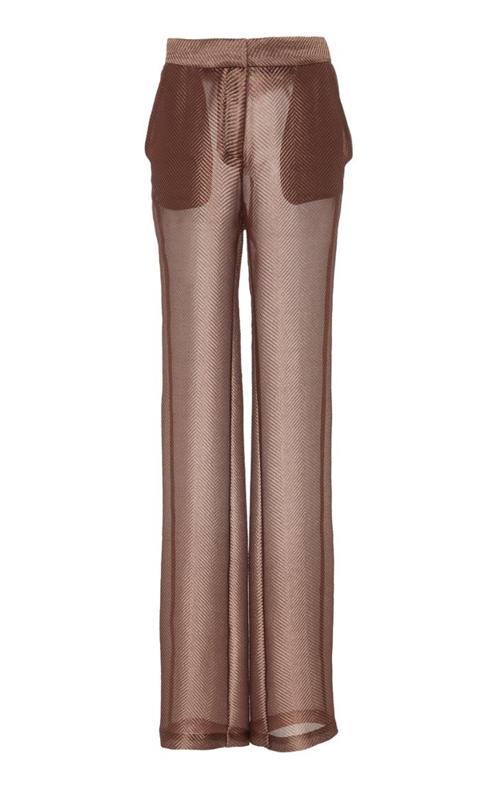 Sally Lapointe Metallic Silk Herringbone Trouser