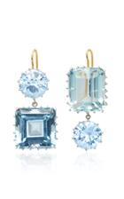 Renee Lewis 18k White Gold Synthetic Sapphire And Aquamarine Earrings