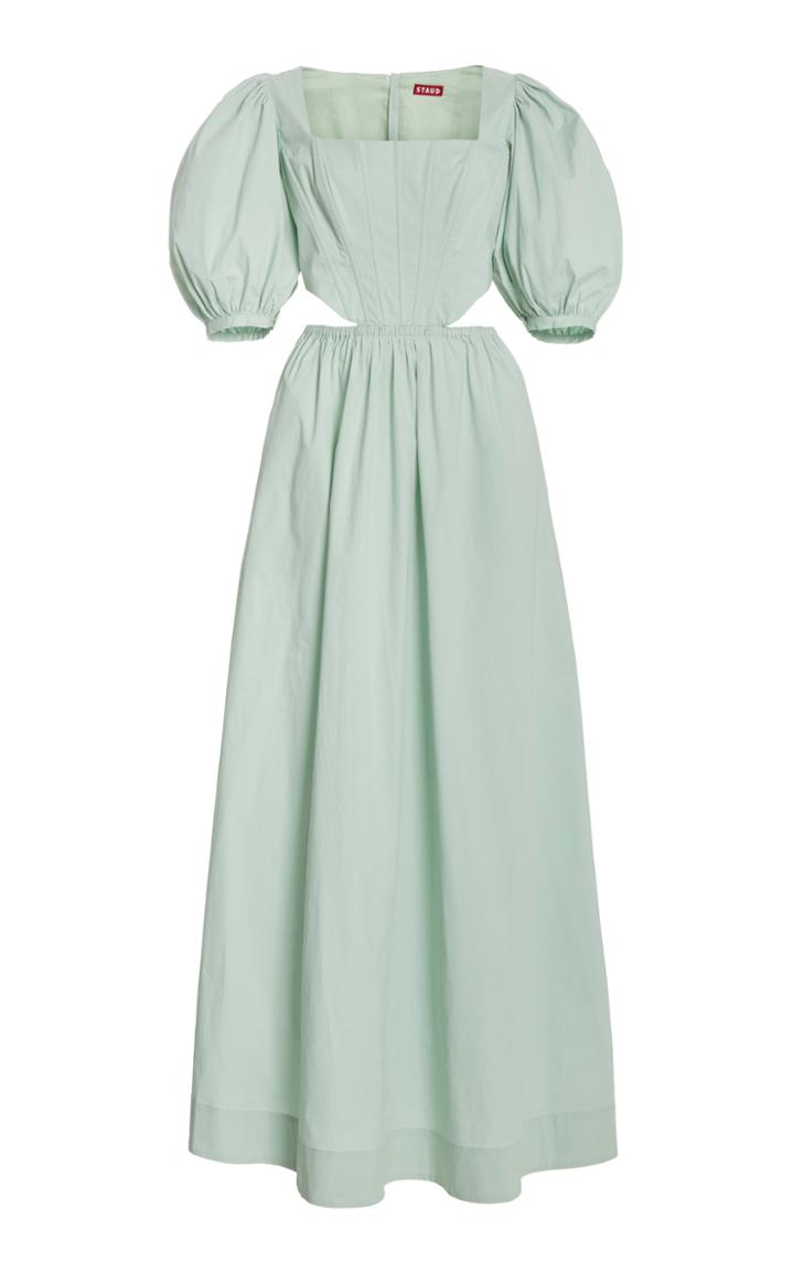Staud Astro Puff-sleeve Cutout Maxi Dress