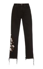 Off-white C/o Virgil Abloh Mid-rise Embroidered Cropped Straight-leg Jeans