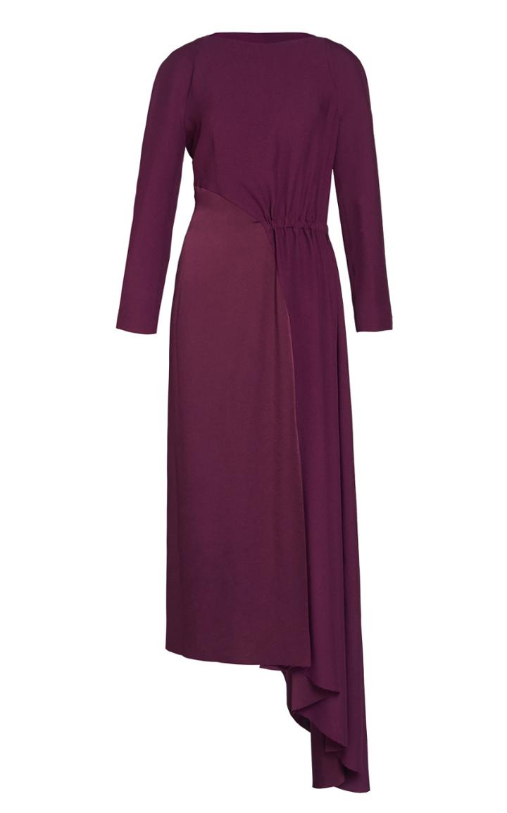 Lake Studio Asymmetric Gathered Jersey Midi Dress