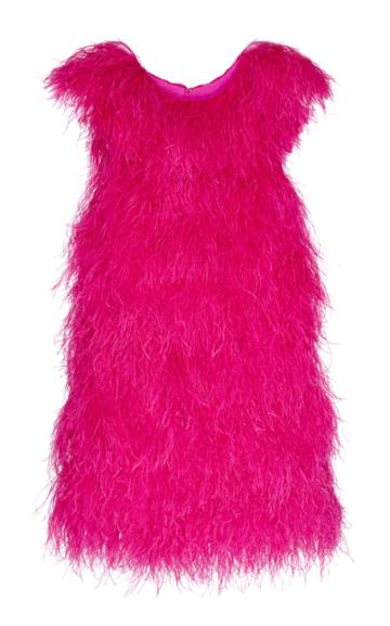 Calvin Klein 205w39nyc Silk Dress With Ostrich Feathers