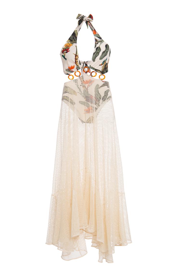 Patbo Tropical Print Mesh Beach Dress