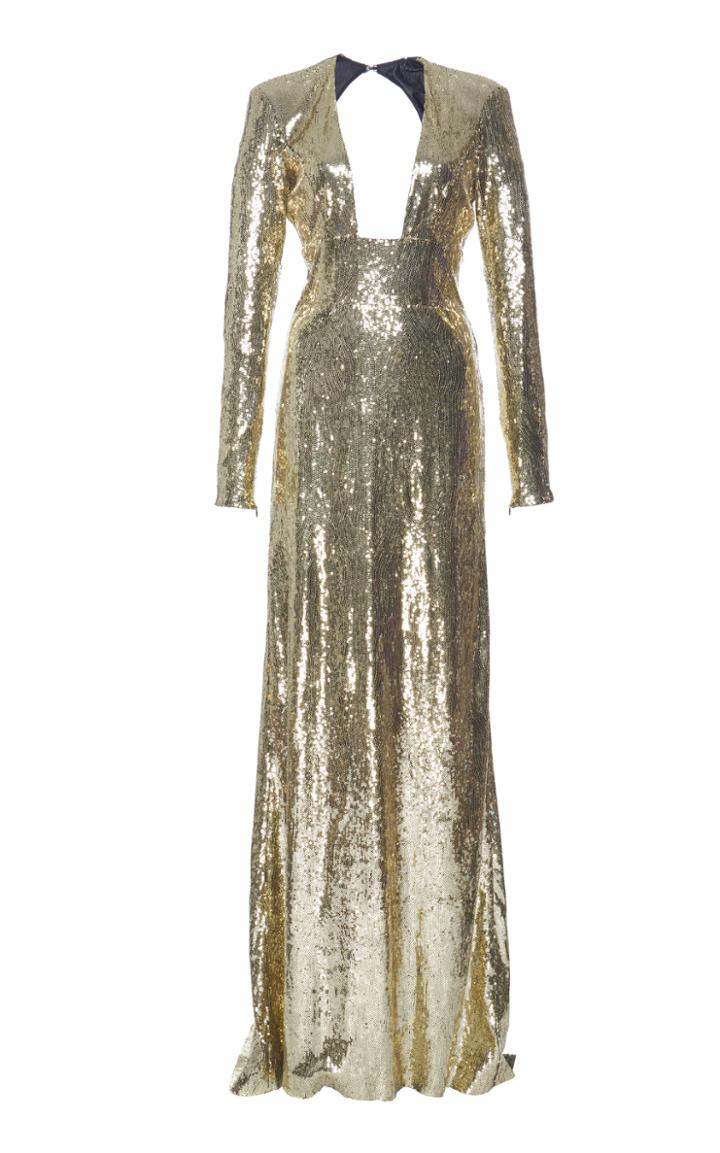 Dundas Long Sleeve Sequin Gown