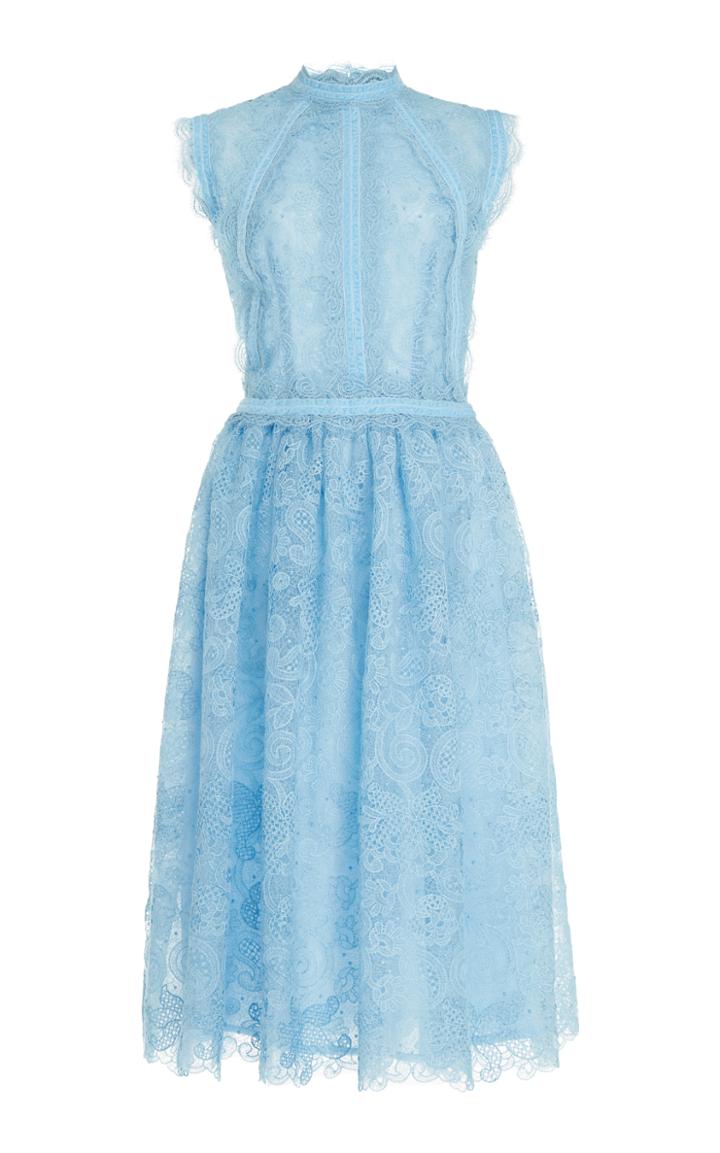 Costarellos Gossamer Lace Sleeveless Dress