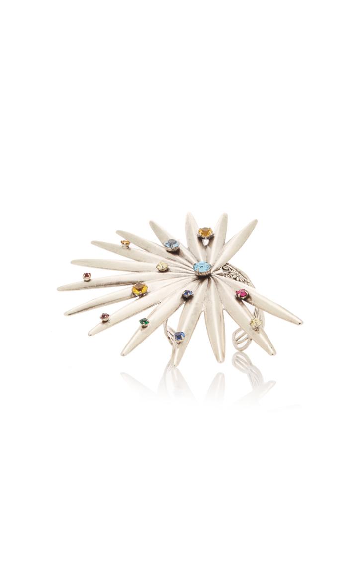 Rodarte Silver Palm Wrist Cuff With Swarovski Crystals