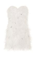 Michael Lo Sordo Ostrich Feather-embellished Stretch-cotton Mini Dress