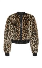 Rodarte Leopard Print Faux Fur Bomber Jacket