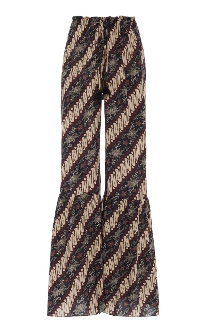 Figue Brielle Printed Crepe De Chine Pants