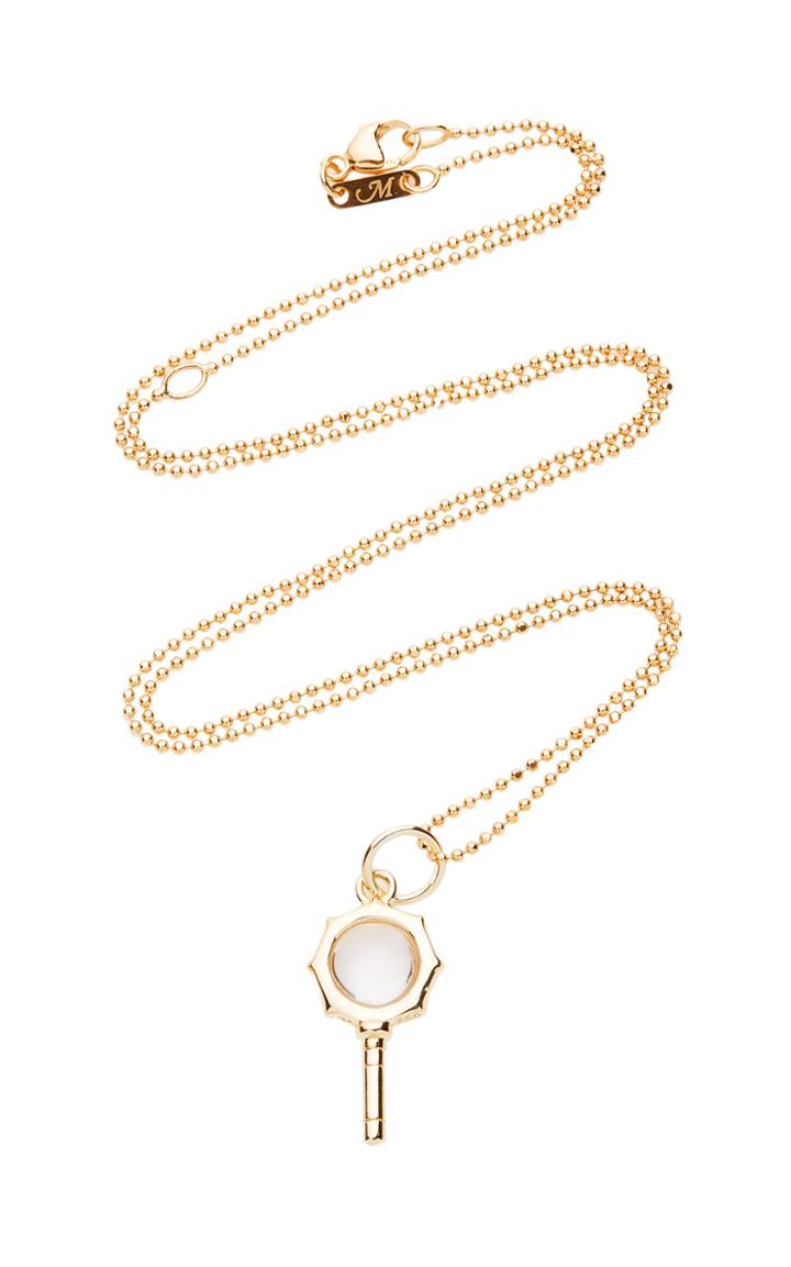 Monica Rich Kosann Pocket Watch Key 18k Gold And Diamond Necklace