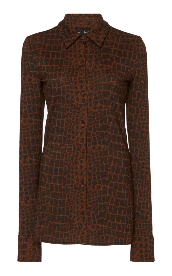Proenza Schouler Long Sleeve Matte Jersey Button Down