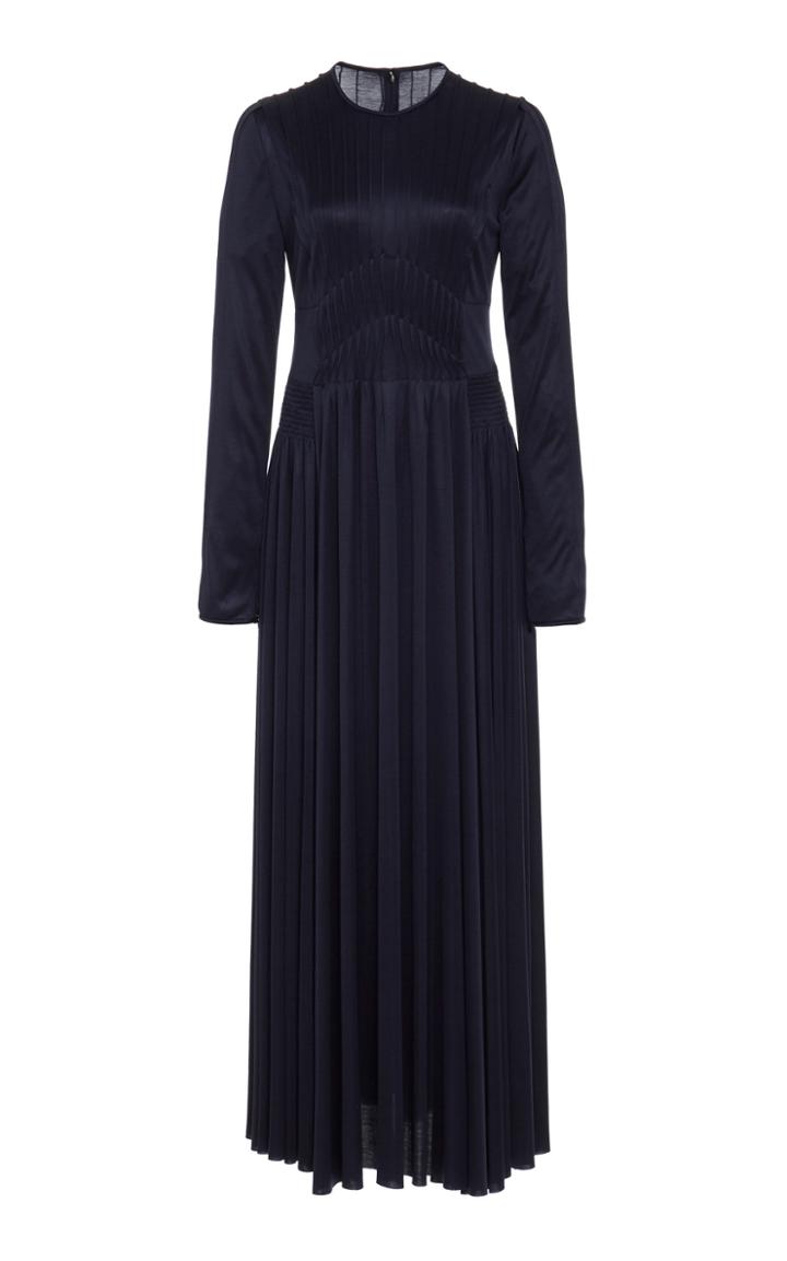 Gabriela Hearst Hermina Smocked Silk Midi Dress
