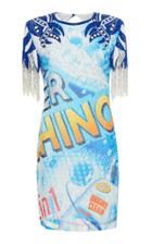 Moschino Printed Fringe-trimmed Dress