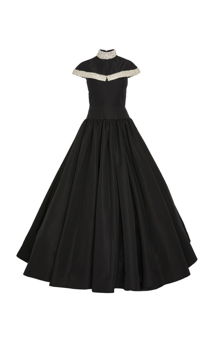Christian Siriano Silk Faille Ball Gown With Crystal Trim Collar