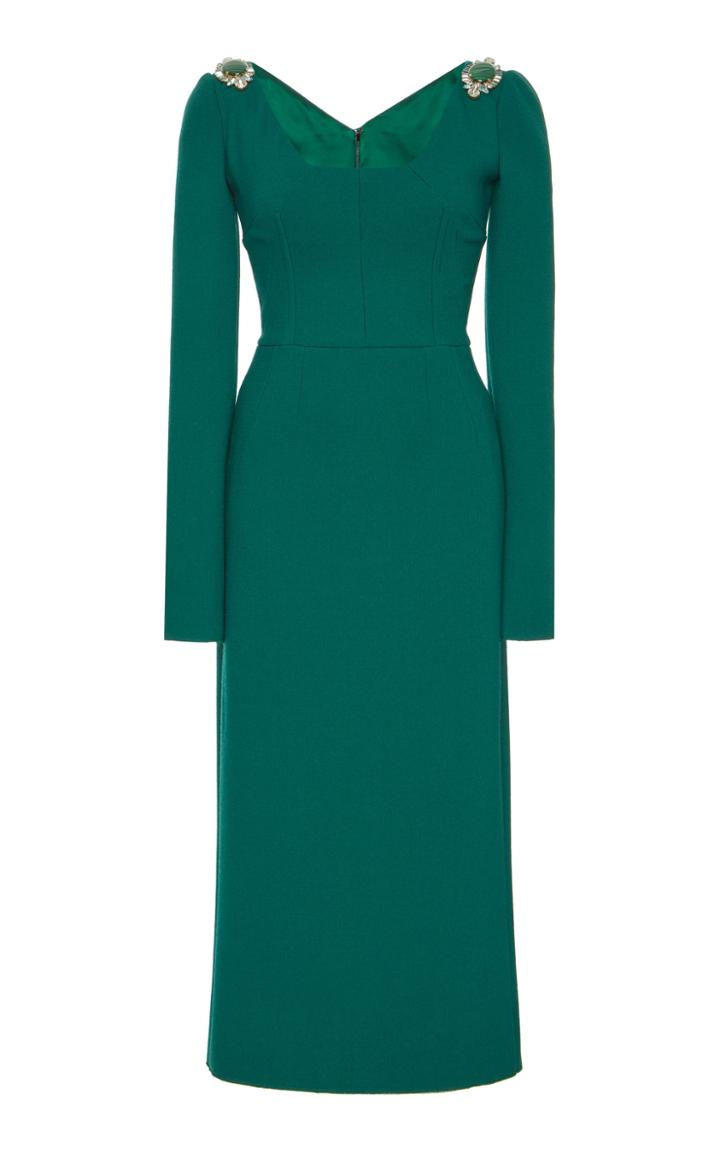 Dolce & Gabbana Embellished Column Crepe Dress