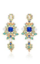 Oscar De La Renta Multi Crystal And Pearl C Earrings