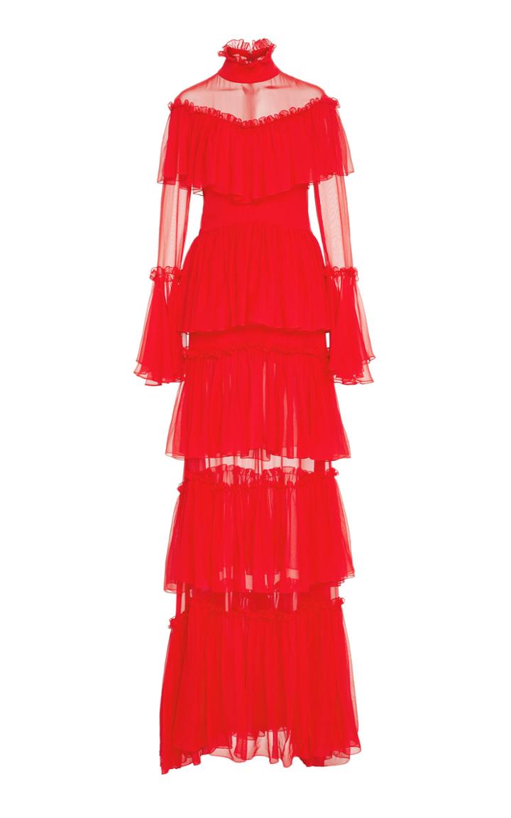 Christian Siriano Chiffon Tiered Gown