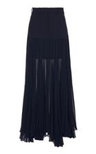 Rokh Pleated Crepe And Georgette Skirt
