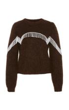 Ganni Beaded Fringed Cable-knit Sweater